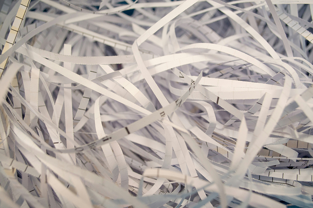 Bulk confidential paper following professional document shredding